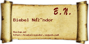 Biebel Nándor névjegykártya